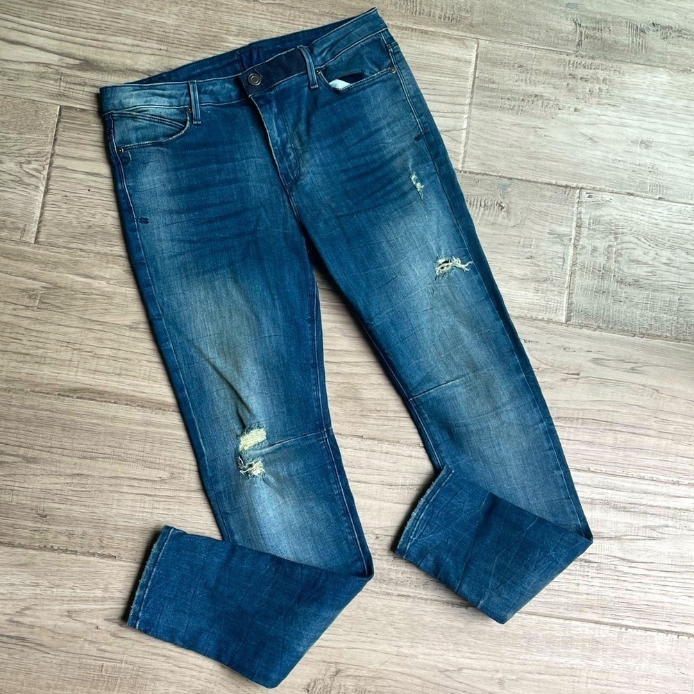 R t A Men’s Skinny Jeans Distressed Whiskering Zipper/Button Closure Blue SZ 29